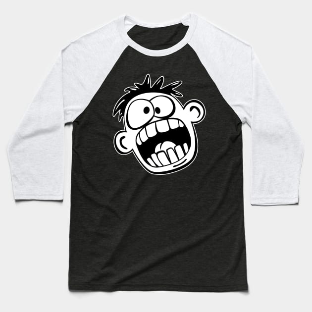 Funny Face Cartoon Baseball T-Shirt by hobrath